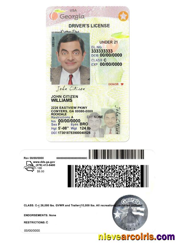 USA Georgia driving license 2017-2019